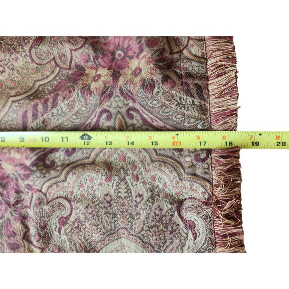 2 JCPenney Chris Madden Faux Suede Paisley Fringe Gold Bronze Valances 87"x18.5" - Picture 3 of 10